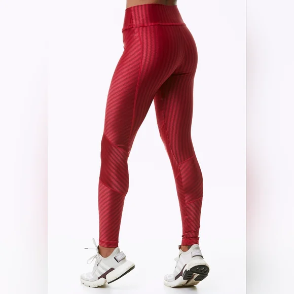 Red Women's Silk-Feel Leggings Fashion - Picture 2 of 5